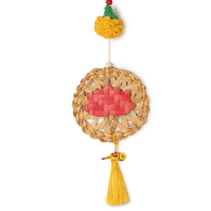 Set of 2 | "Marigold" Lotus Handcrafted Banana Leaf Wall Hanging For Festive Decor
