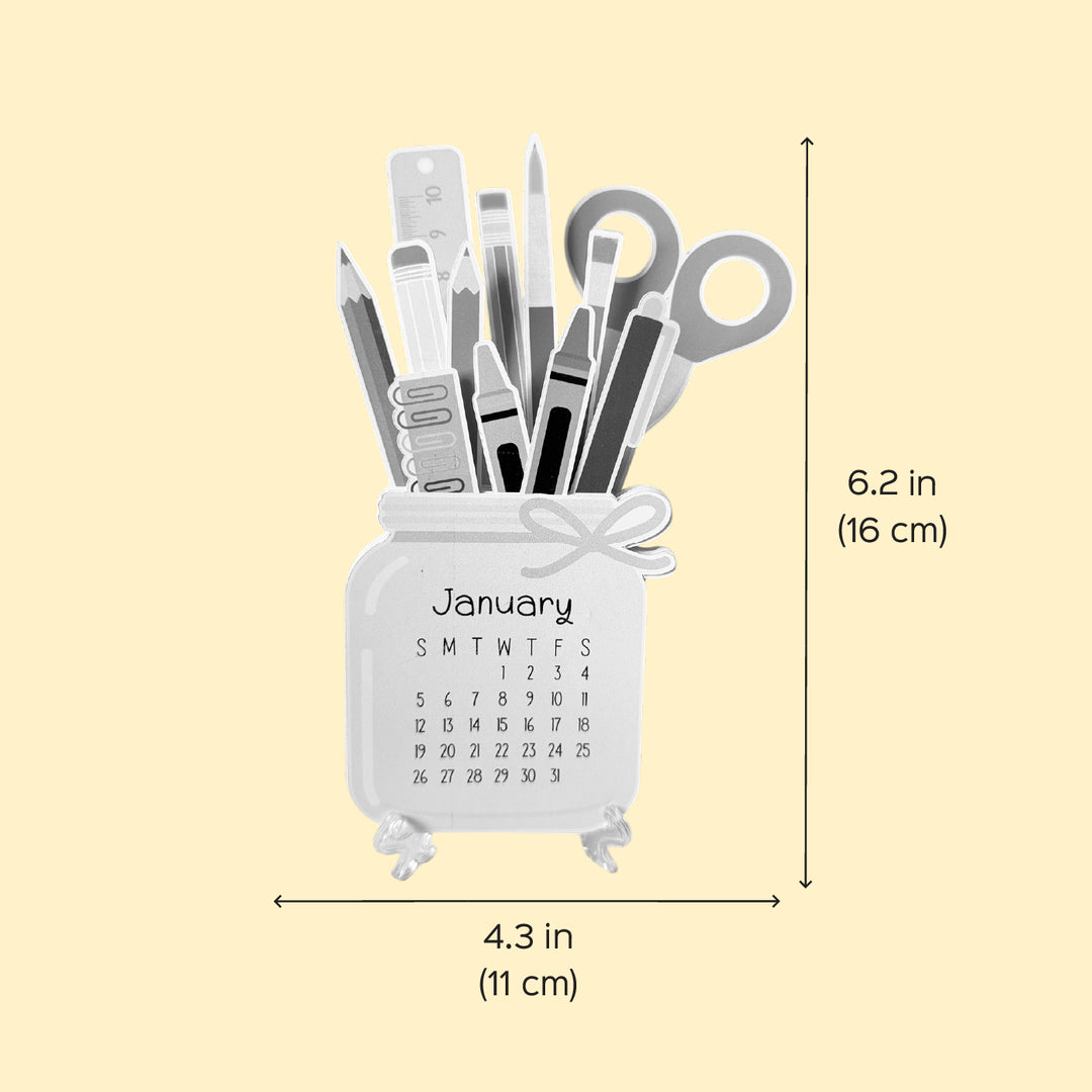 Stationery Theme 2026 Desk Calendar With Stand