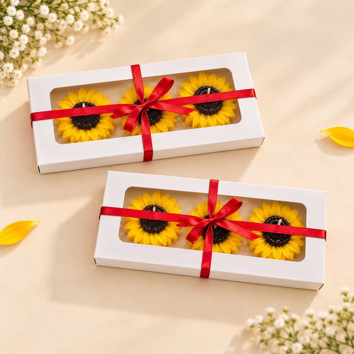 3 pc | Handmade Sunflower Mogra Scented Soy Wax Floating Candle