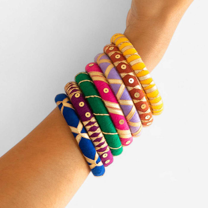 Multicolor Handcrafted Elegant Gotta Patti Bangles | Set of 7