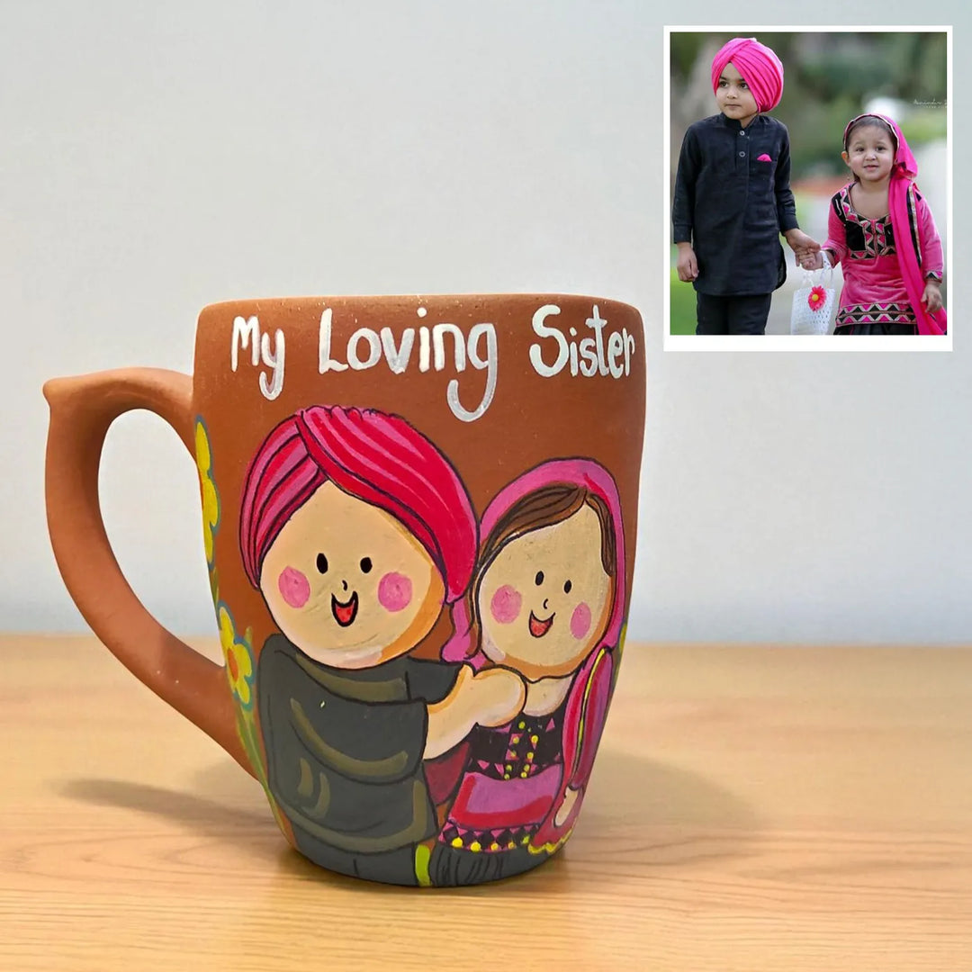 Photo Personalized Hand-Painted Terracotta Mug For Siblings