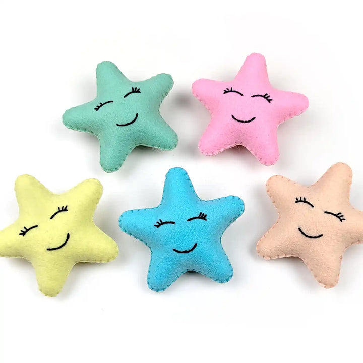 Handmade Pastel Star Theme Felt Brooches | Set Of 5