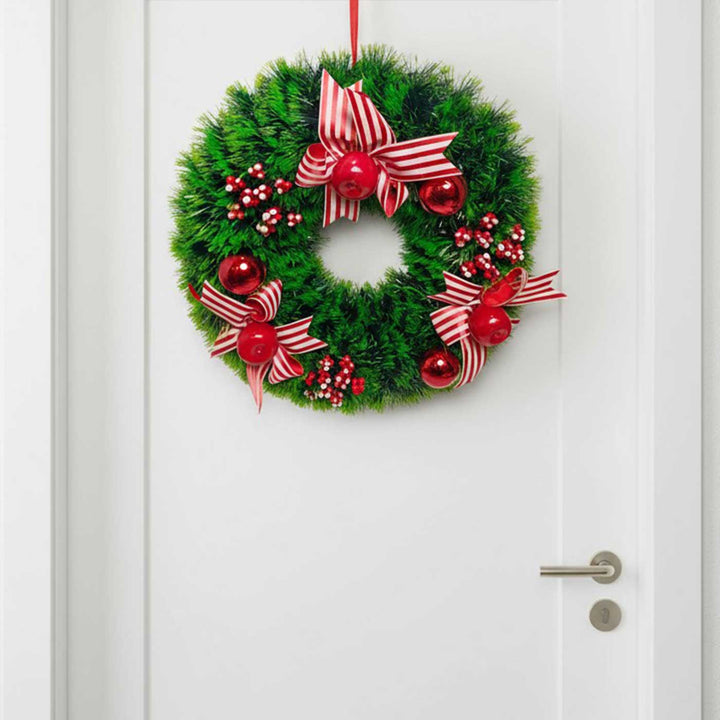 Handmade Cherry Bow Orchard Plastic Wreath