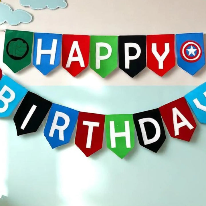 Handmade Superhero Theme Felt Happy Birthday Bunting