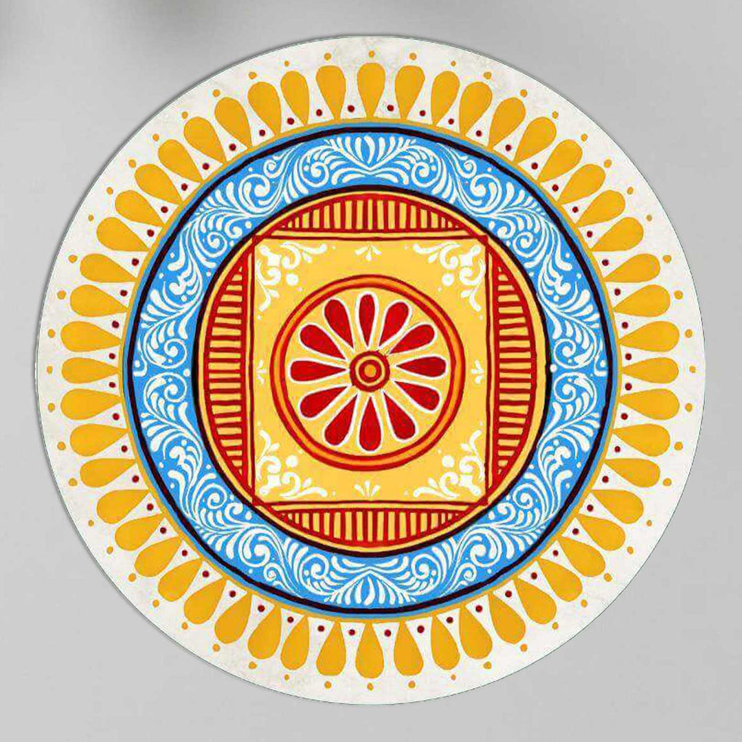 24 x 24 Inch | Hand-Painted Saanjh Circle Canvas Reusable Rangoli Mat