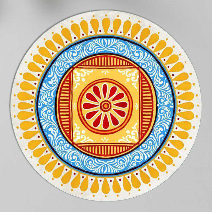 24 x 24 Inch | Hand-Painted Saanjh Circle Canvas Reusable Rangoli Mat