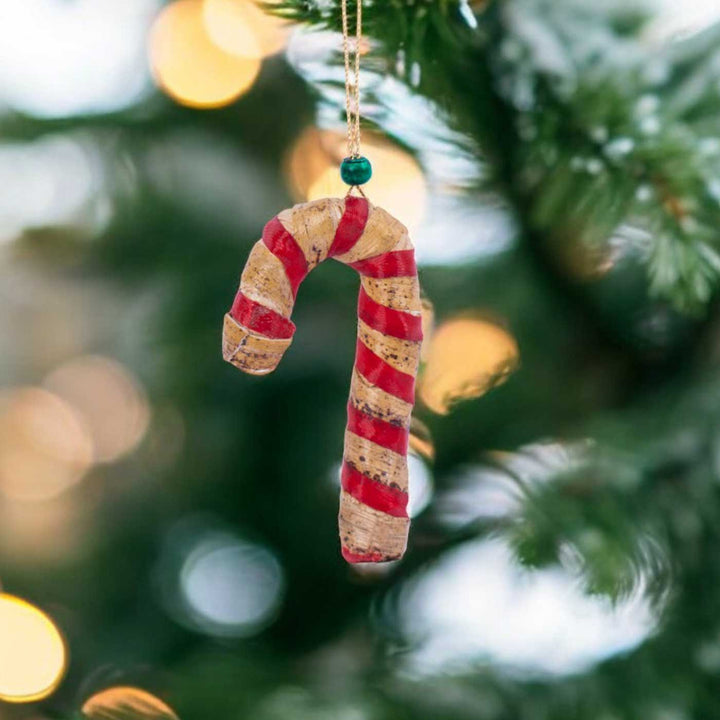 Handmade Banana Bark Candy Cane Hanging Christmas Ornaments