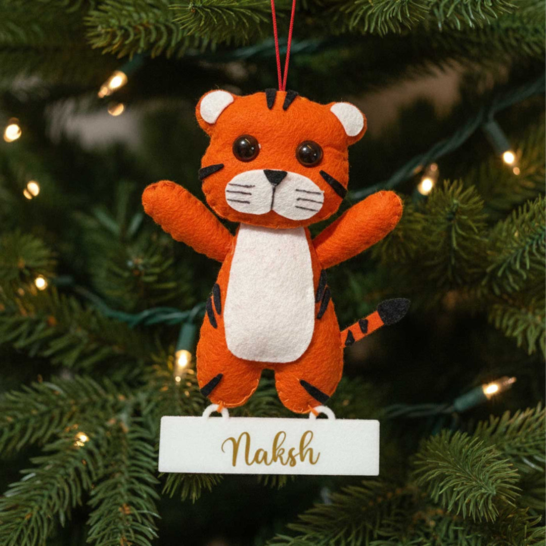 Personalized Handmade Felt Baby Tiger Christmas Ornament