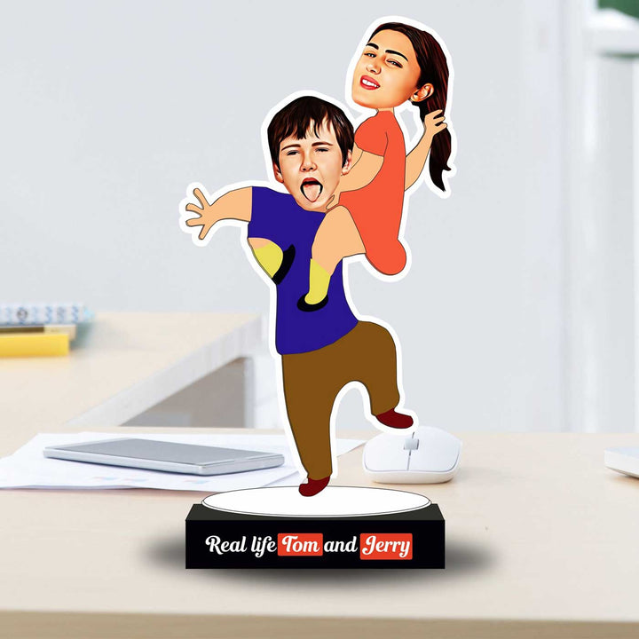 Photo Personalized Printed Real Life Tom And Jerry Acrylic Caricature Cutout With Stand