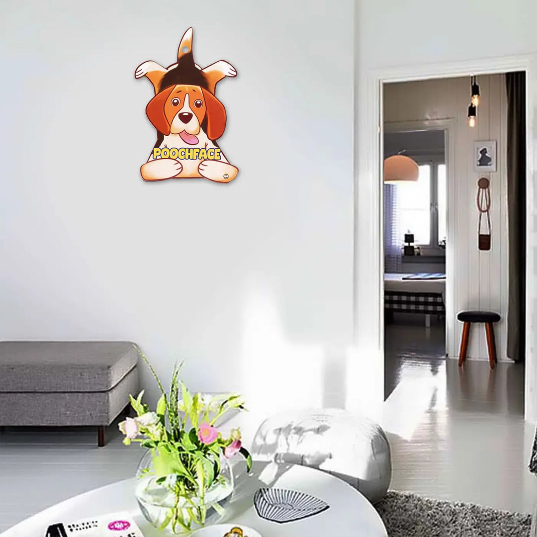 Printed Beagle Theme "Poochface" MDF Wood Wall Decor
