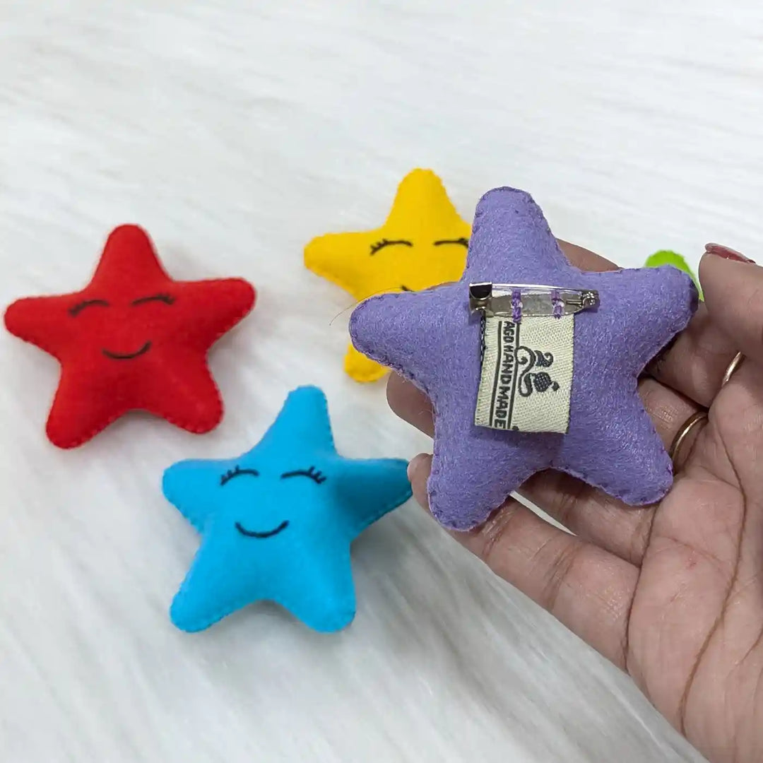 Handmade Bright Star Theme Felt Brooches | Set Of 5