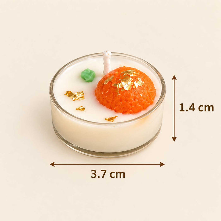 8 pc | Handmade Ladoo Kesar Pista Scented Soy Wax Tealight Candle