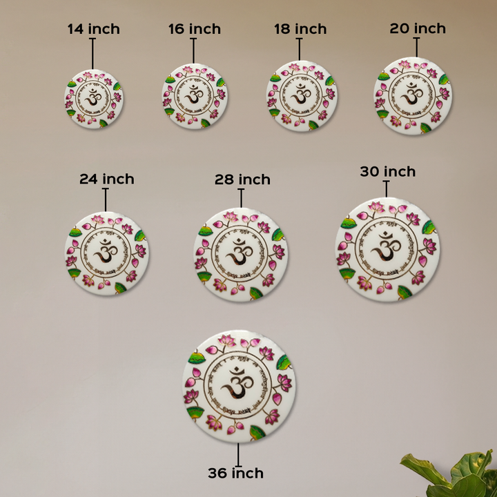 Pichwai Resin Gayatri Mantra Frame With Om In Centre Round Wall Decor