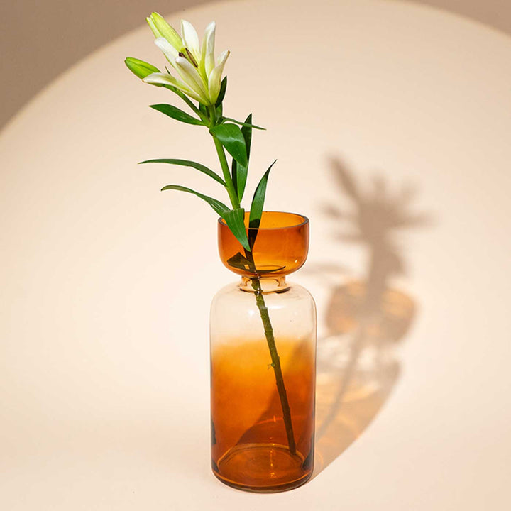 Handmade Haze Brown Grande Tinted Glass Vase | 11.8 inch