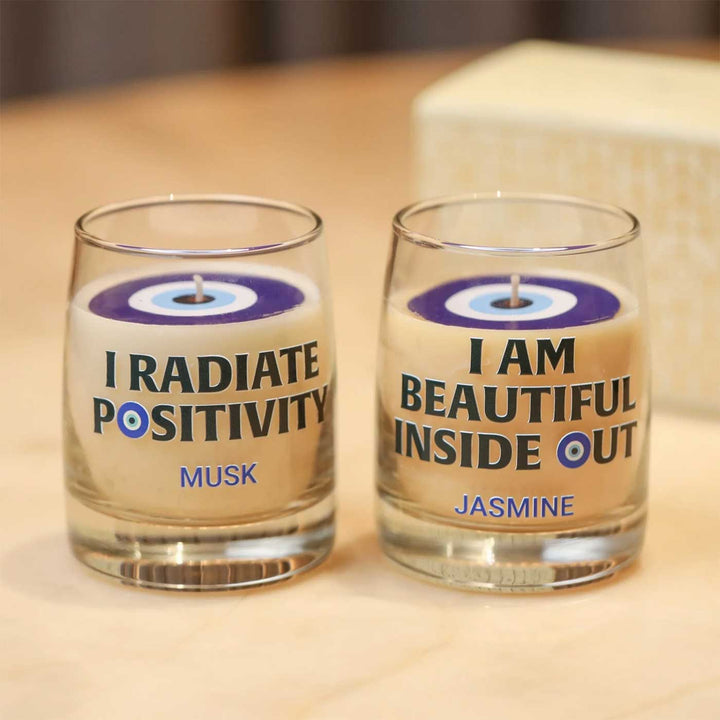 Handmade Evil Eye Design Wax Candle | Set Of 2