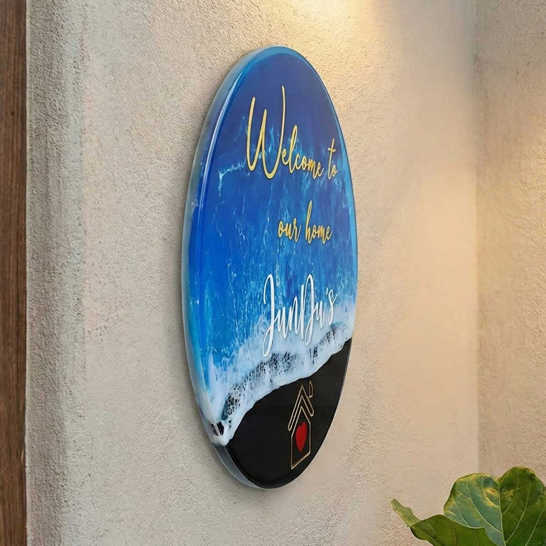 Personalized Round Beach Theme Resin Name Plate