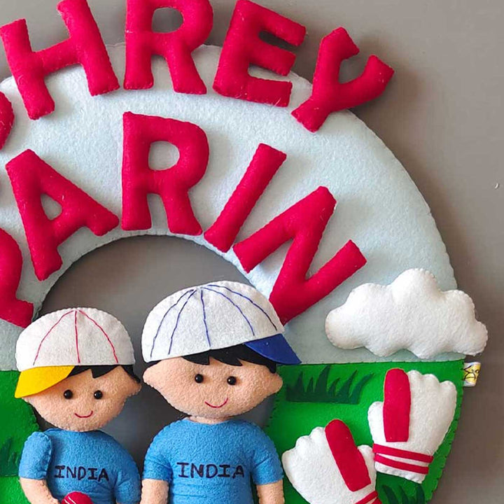 Personalized Sports Theme Felt Kids Name Plate For Siblings