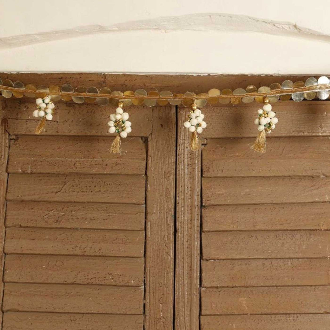 Handmade Shola Buds Silk Tassel White Color Toran