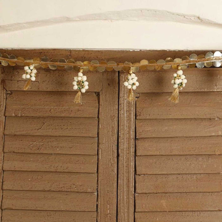 Handmade Shola Buds Silk Tassel White Color Toran