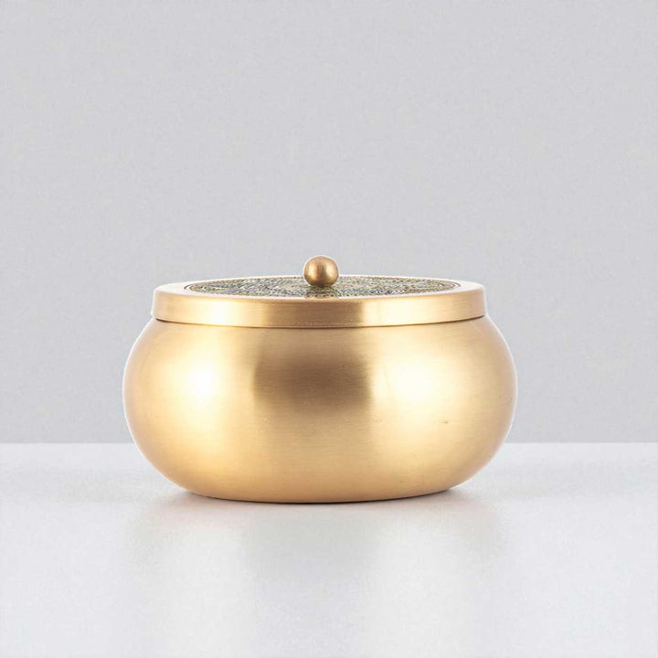 Hand-Painted Vrinda Kuliya Brass Storage Container