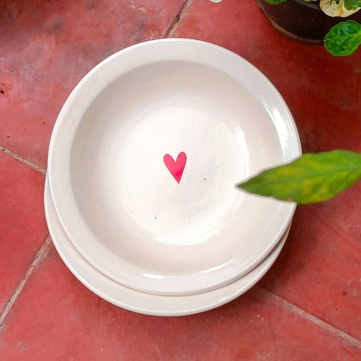 Handmade Cute Heart Motif Ceramic Plate