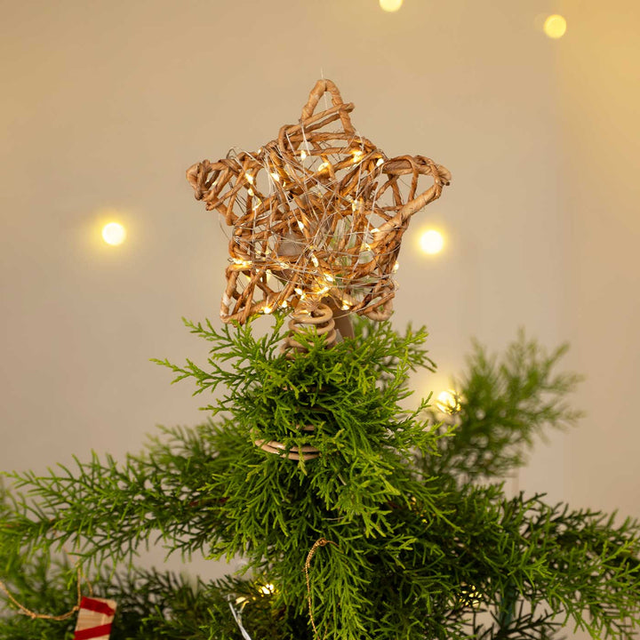 Handmade Banana Rope Twinkle Star Christmas Tree Topper