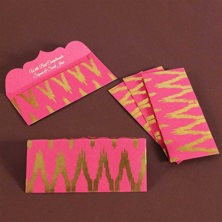 Personalized Handmade Ikat Pink Design Paper Envelopes | Set Of 10