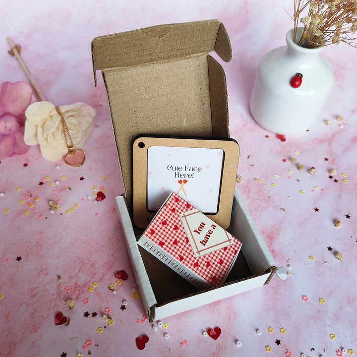 2 Pc | Photo Personalized Frame Magnet & Cute Mini Love Box Magnet | Valentine’s Gifting