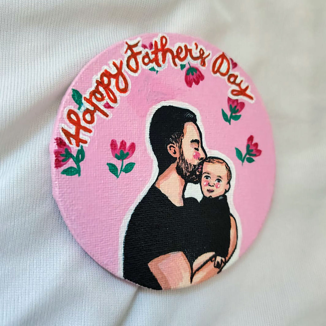 Photo Personalized Hand-Painted Father And Son Theme Canvas Fridge Magnet