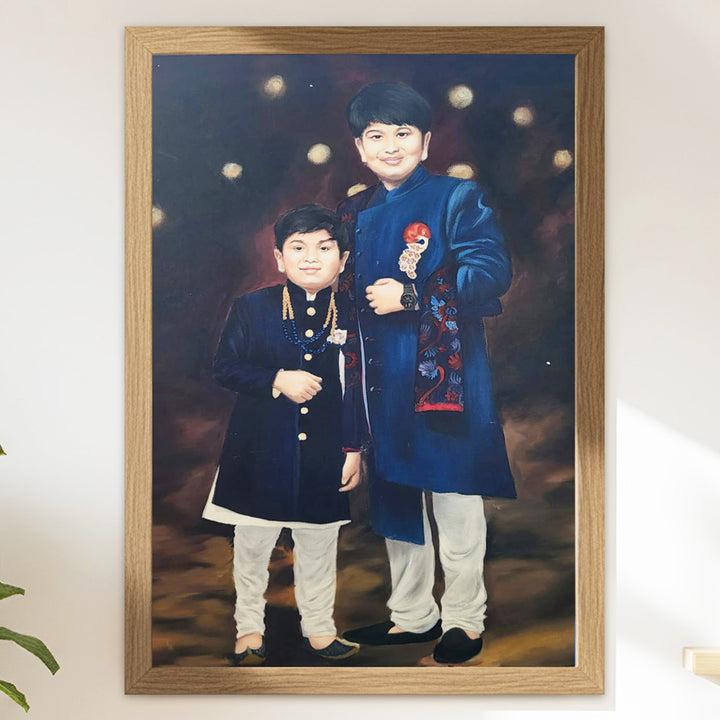 Photo Personalized Hand Painted Portrait With Premium Wooden Frame