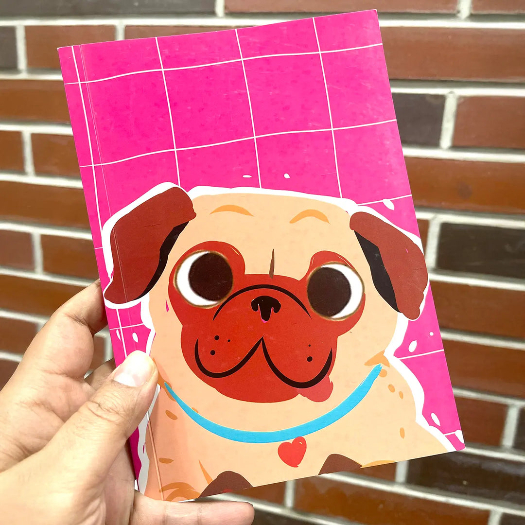 Printed Pug Theme Ruled Notebook | A5 | 50 Pages