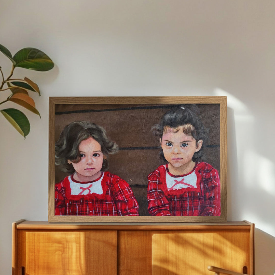 Photo Personalized Hand Painted Portrait With Premium Wooden Frame