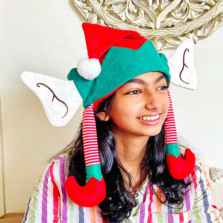 Handmade Long Elf Legs & Ears Felt Santa Hat | Xmas Gifting Ideas