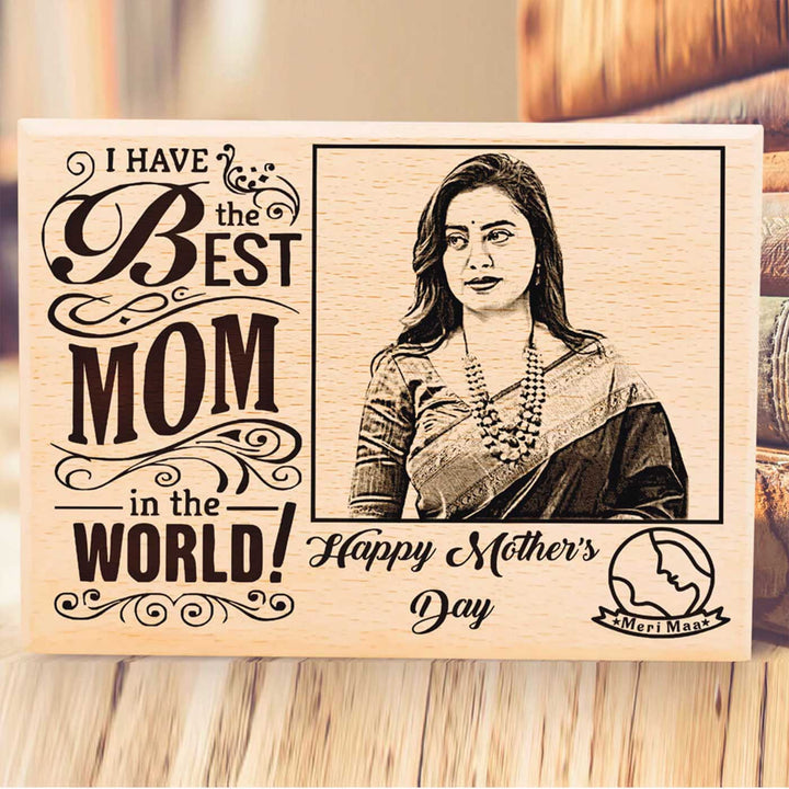 Photo Personalized "Best Mom" Wooden Decorative Plaque For Mothers