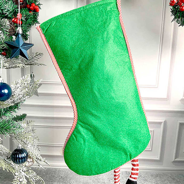 Handmade Velvet Glitter Santa Woolen Stockings For Christmas Decoration