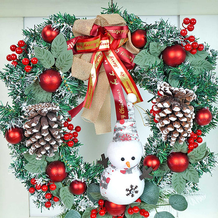 Frosty Bow Snowman Wreath For Christmas Wall Decoration