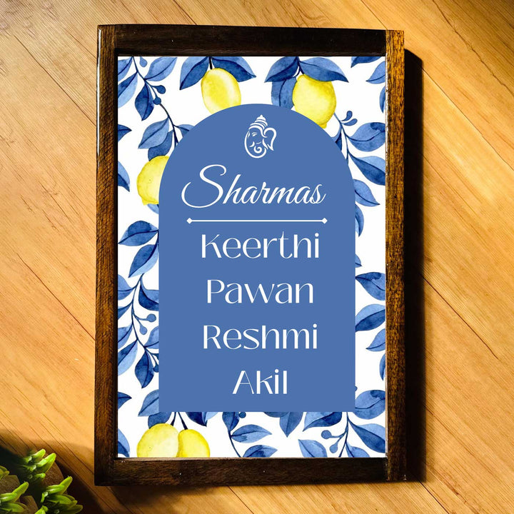 Blooming Lemons Vintage Personalized Resin Wooden Frame Name Plate