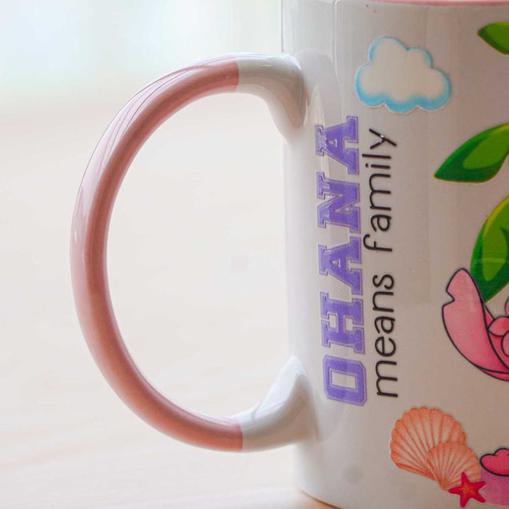 Handmade Glazed Ceramic "Lilo" Theme Illustrated Mug For Kids