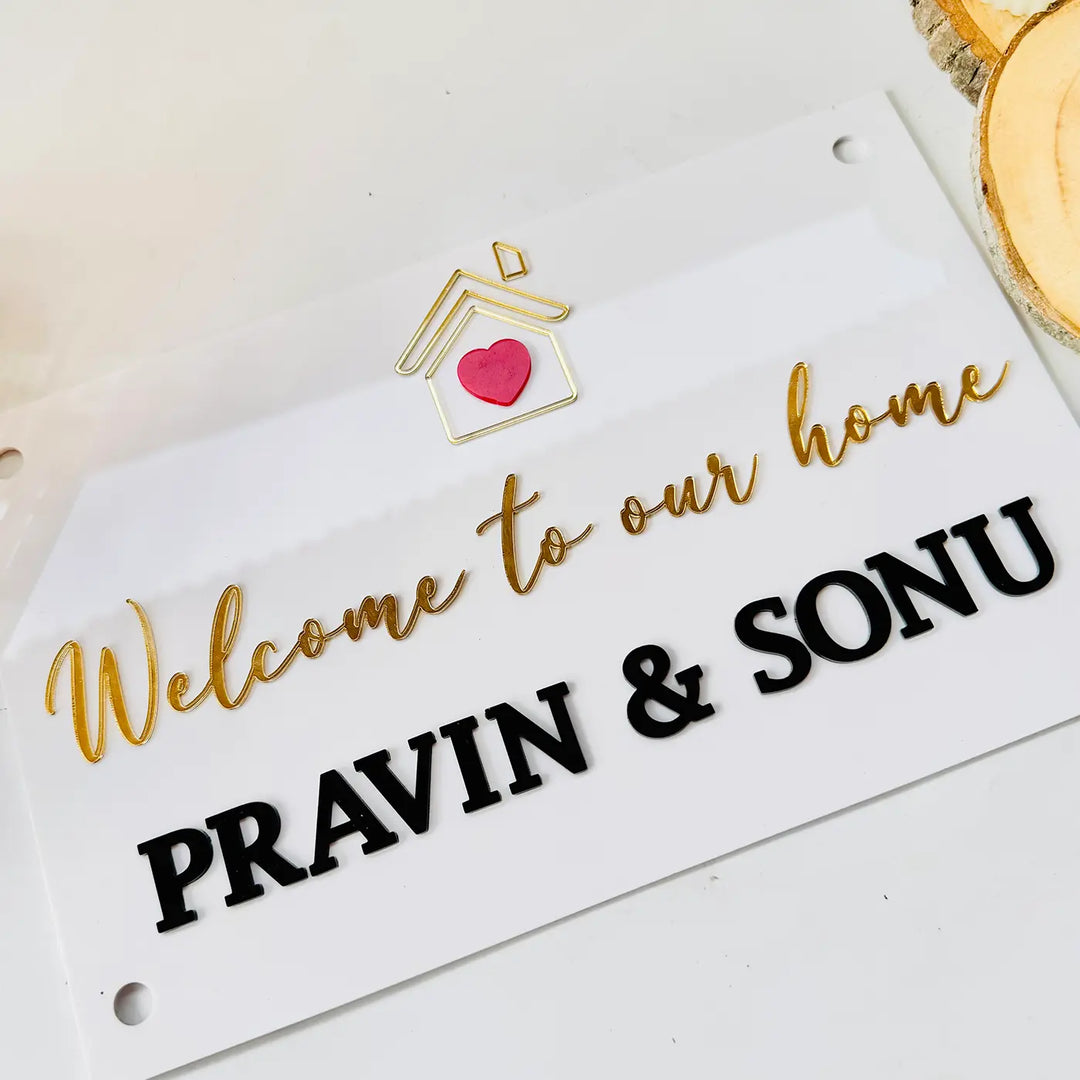 Personalized White Home Theme Acrylic Name Plate