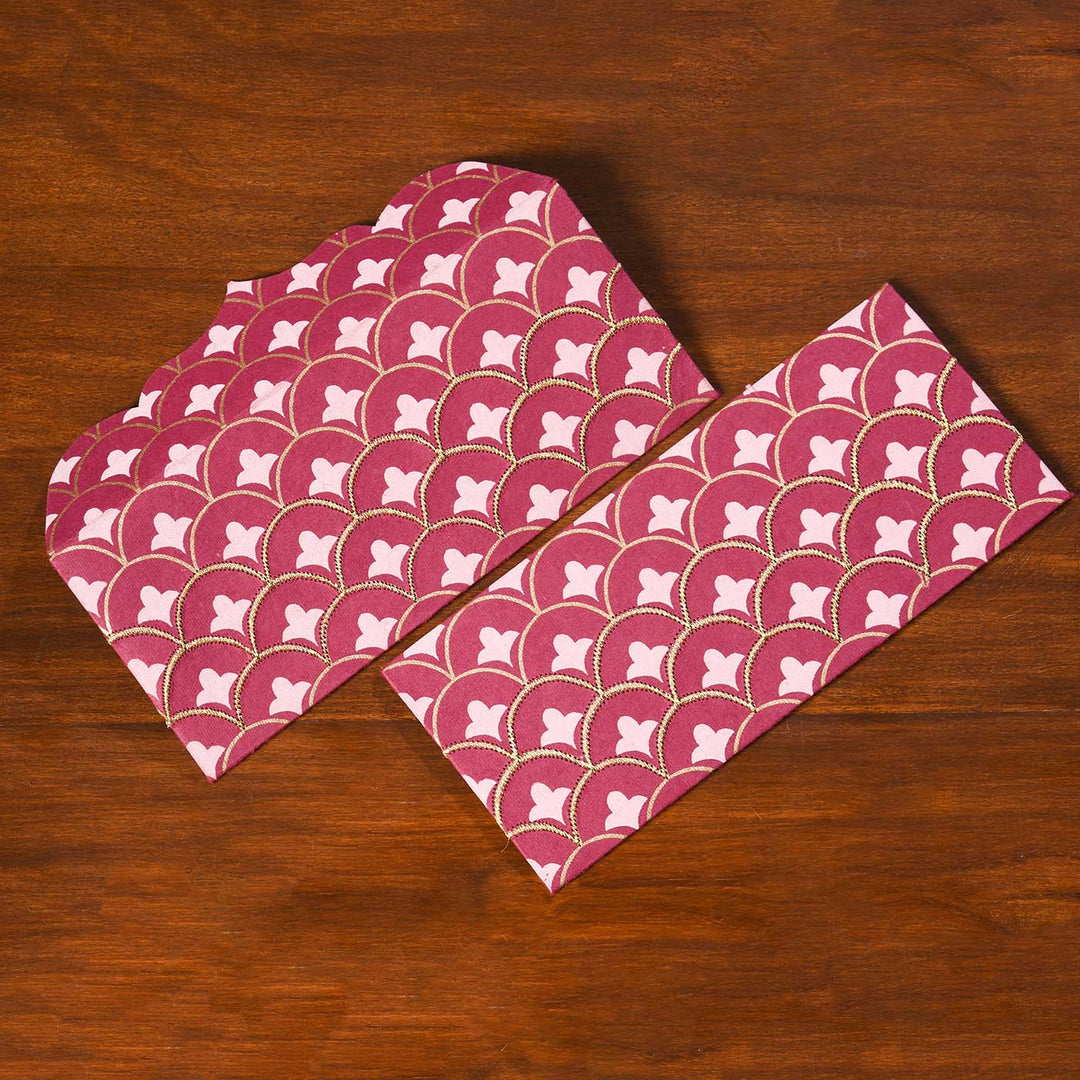 Handmade Embroidered Scallop Paper Envelopes | Set Of 10