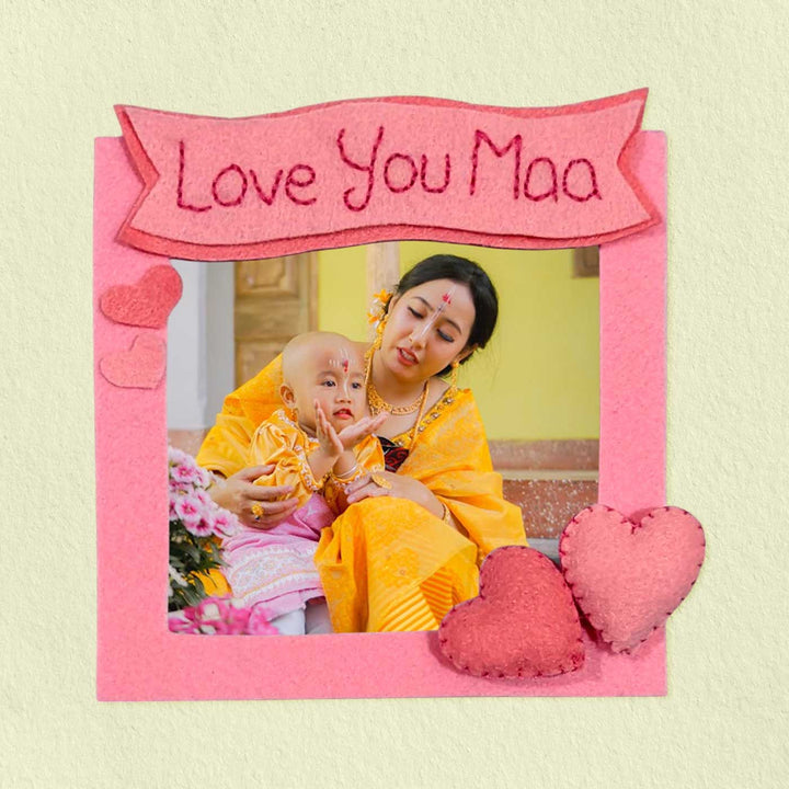 Photo Personalized Handmade Heart Theme Felt Fridge Magnet