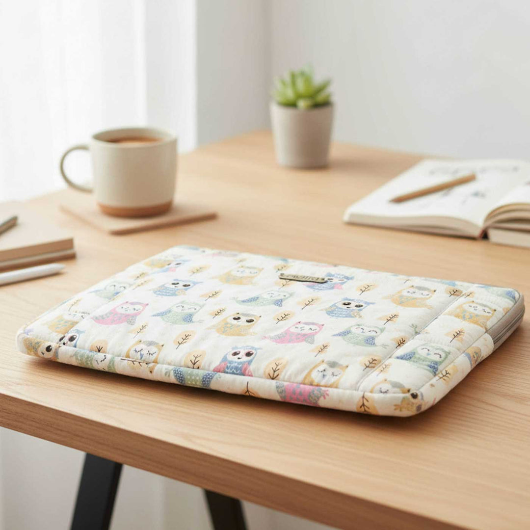 Handmade Sustainable Dreamy Owls Laptop Sleeve