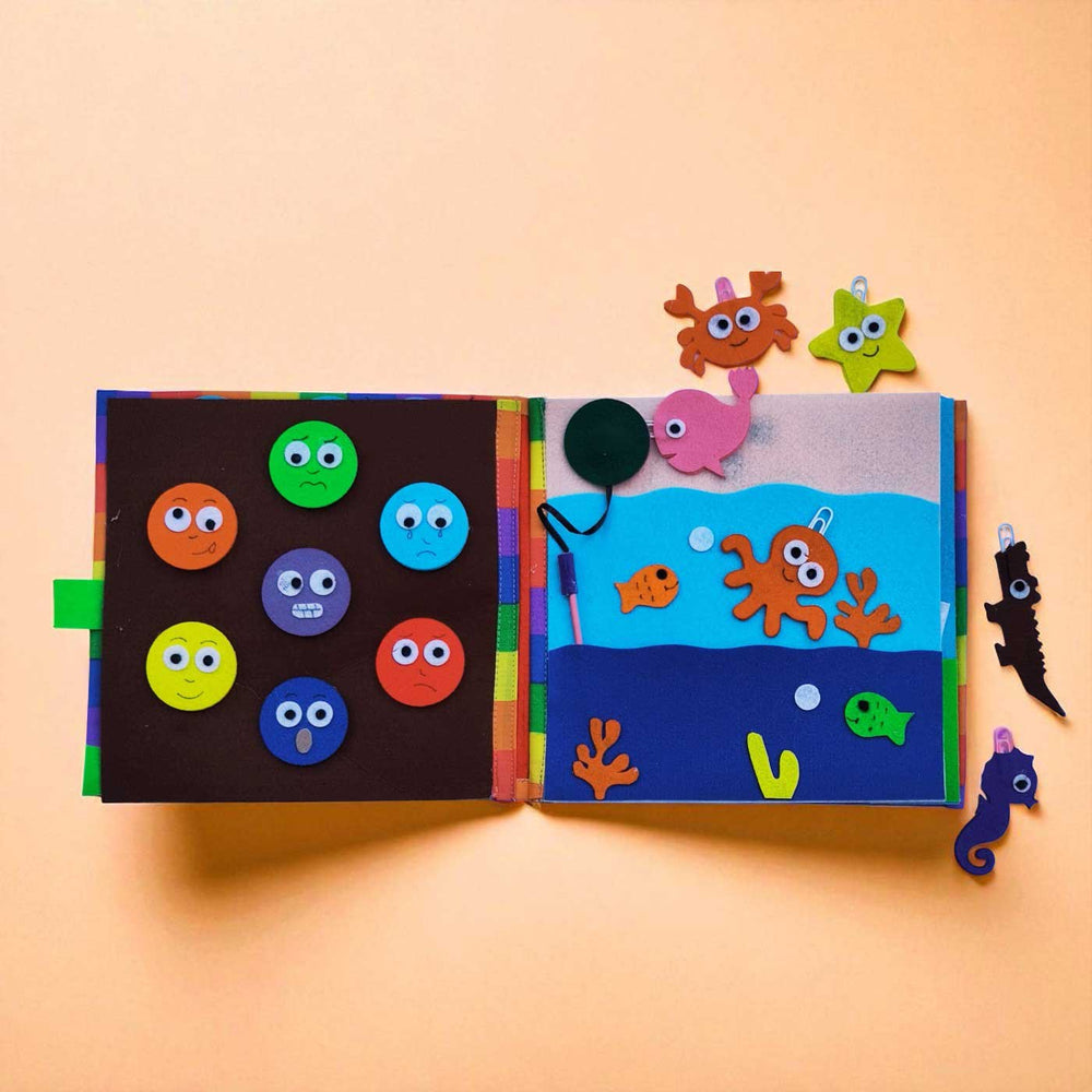 Handmade Animals Activity Book Felt Kids Rakhi And Toy Combo - Open Book Activity Pages