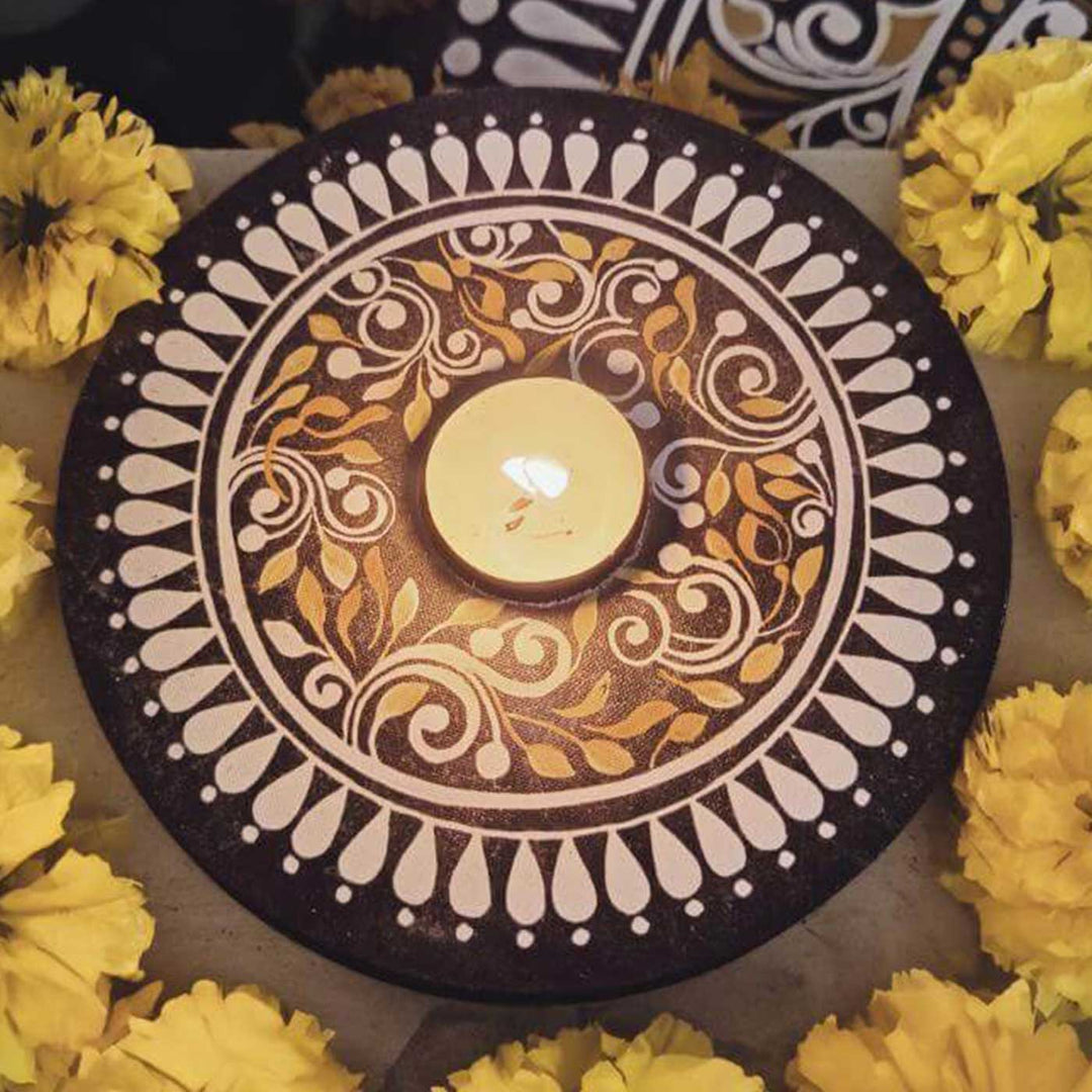 Hand-Painted Iraya Wooden Tealight Holder