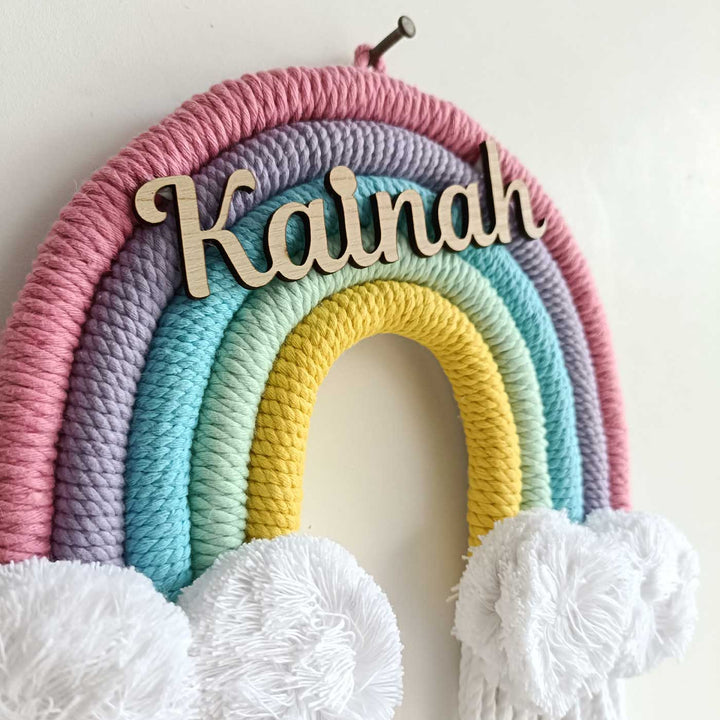 Personalized Macrame Kids Rainbow Name Plate