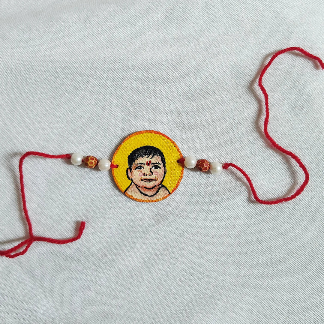 Photo Personalized Hand-Painted Round Caricature Rakhi