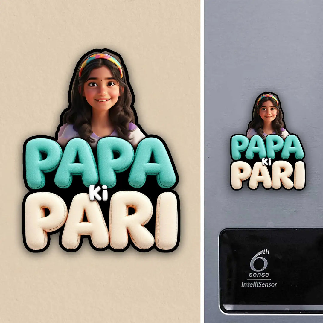Photo Personalized "Papa Ki Pari" Acrylic Fridge Magnet