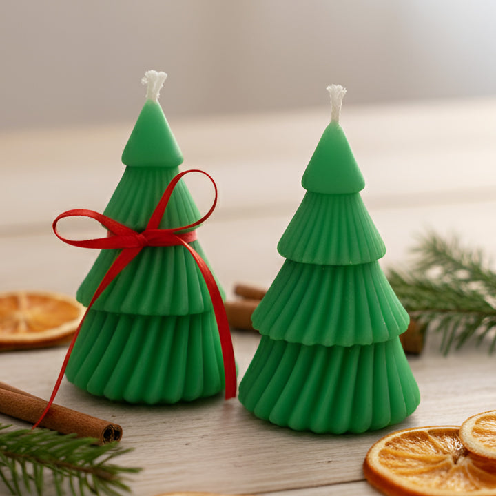 2 Pc | Handmade Tiered Christmas Tree Soy Wax Candles