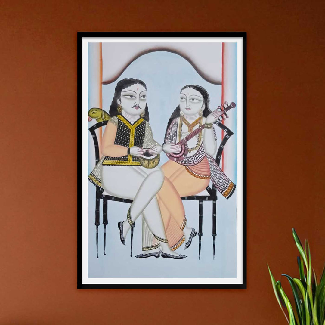 14 x 22 Inch | Musical Companions | Original Hand Painted Kalighat Painting | Natural Colors On Paper