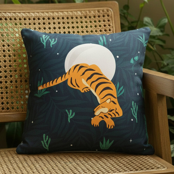 16 Inch | Printed Sundarban Mist Resting Tiger Cushion Cover